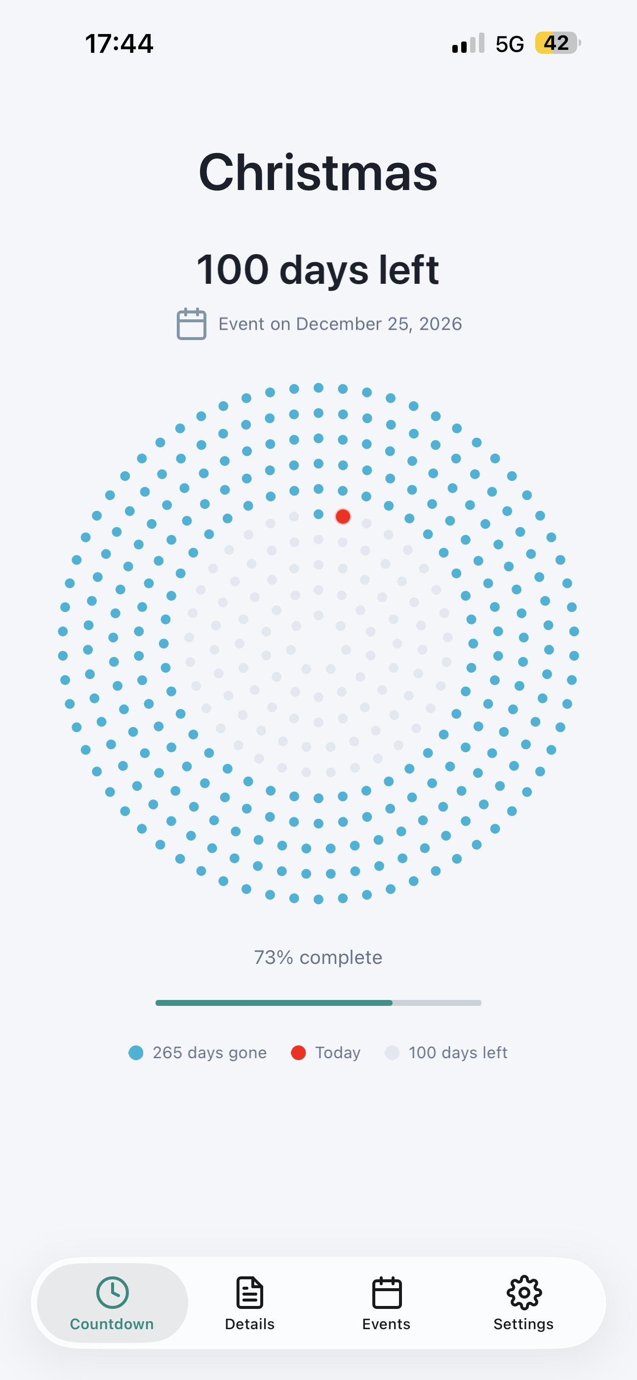 Countdown Dots app countdown screen